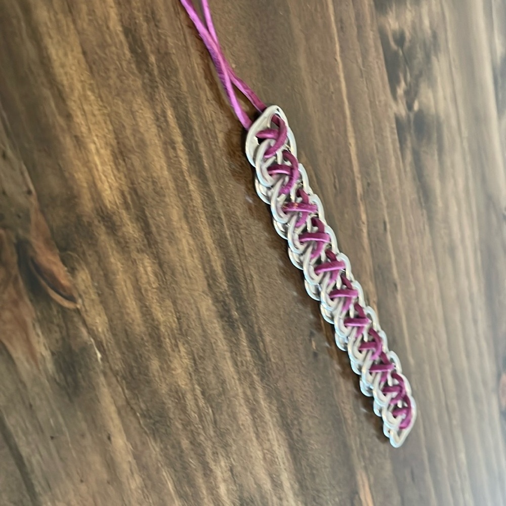 Custom bracelet. purple cord bottle pull tab bracelet